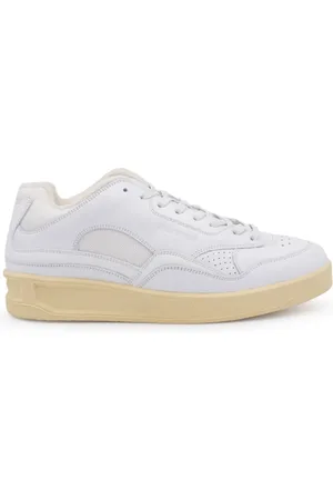 Jil Sander Skor, Herr, 43 EU, Läder, Vita Läder Sneakers med Panelerad Design