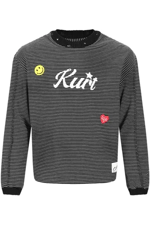 Andersson Bell Topp, Herr, L, Bomull, Svart Randig Bomull T-shirt med Patches