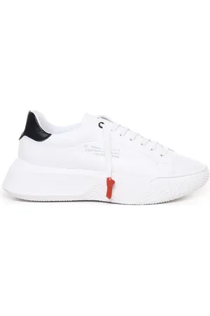 Giuliano Galiano Skor, Herr, 43 EU, Läder, Vita Krokodiltryckta Lädersneakers