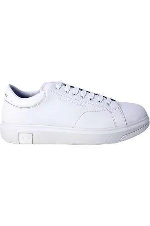 Armani Exchange Skor, Herr, 41 1/2 EU, Läder, Vita lädersneakers med snörning