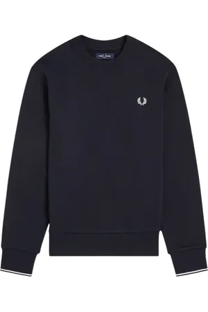 Fred Perry Sweatshirts & Hoodies, Herr, 2Xl, Bomull, Blå Crew Neck Sweatshirt