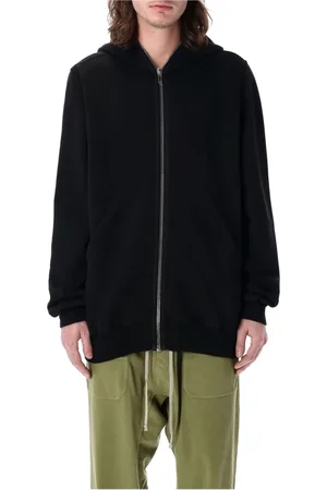 Rick Owens Sweatshirts & Hoodies, Herr, L, Bomull, Svart Stickat Hoodie Aw24 Löst Passform