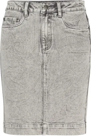 Kaffe Kjol, Dam, XL, Denim, Denimkjol Grå Tvättad Klassisk Stil