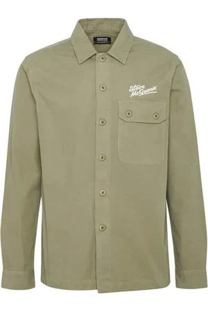 Barbour Jacka, Herr, L, Bomull, Grön Bomull Overshirt Steve McQueen Signatur