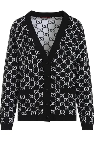 Gucci Stickade tröjor & koftor, Dam, S, Vändbar GG-ull Jacquard Kofta