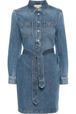 Gucci Klänning, Dam, M, Denim, Horsebit-detalj Denimklänning