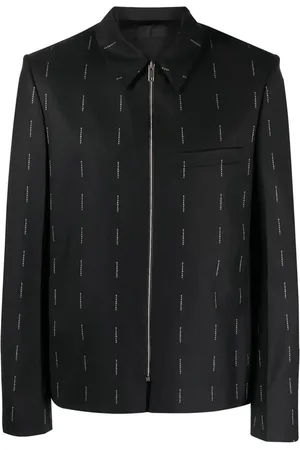 Givenchy Jacka, Herr, M, Svart ullblazer med heltäckande logotryck