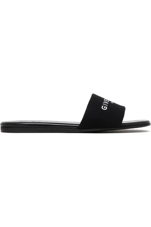 Givenchy Skor, Dam, 37 1/2 EU, Läder, Canvas Slide Sandaler med Logo
