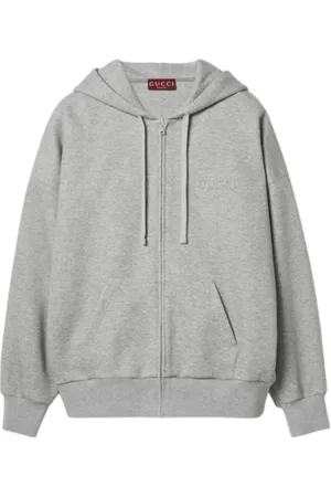 Gucci Sweatshirts & Hoodies, Herr, L, Bomull, Heather Grey Hoodie med dragkedja
