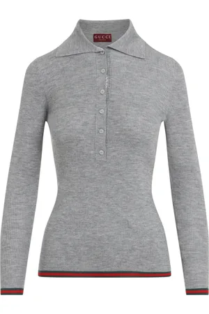 Gucci Stickade tröjor & koftor, Dam, S, Kashmir, Cashmere och Silk Polo Top med Web