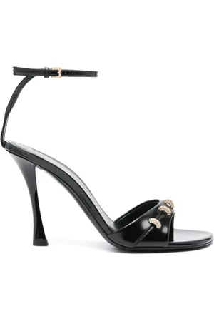 Givenchy Skor, Dam, 37 1/2 EU, Läder, Stitch sandaletter med klack i läder med kristalldetaljer