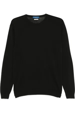 Daniele Fiesoli Stickade tröjor & koftor, Herr, M, Svart Crew Neck Tröja Långärmad
