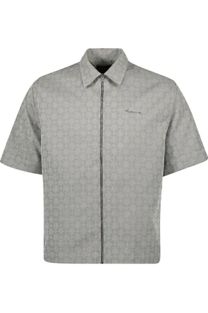 Givenchy Jacka, Herr, M, Bomull, Grå Zip-Up Skjortjacka Jacquard
