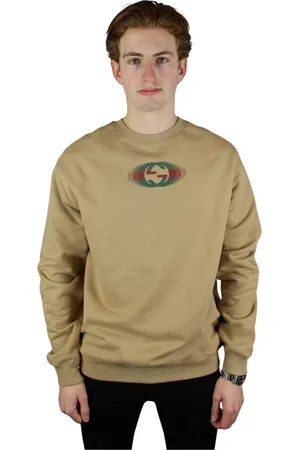 Gucci Sweatshirts & Hoodies, Herr, L, Lyxig Kamelfärgad Sweatshirt i Jersey