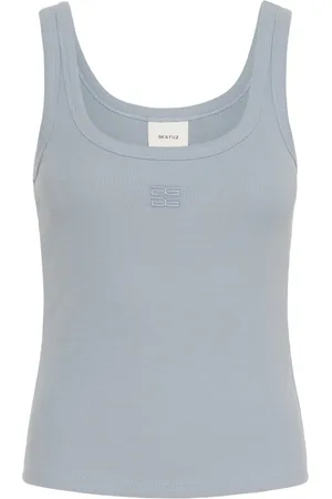 Gestuz Topp, Dam, L, Logo Top 2.0 Grå Blå