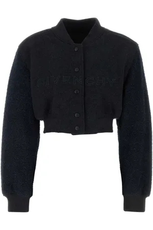 Givenchy Stickade tröjor & koftor, Dam, S, Denim, Cropped Varsity Jacket