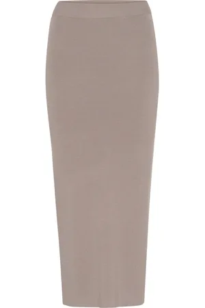 Gestuz Kjol, Dam, XL, Polyester, Stickad kjol med hög slits