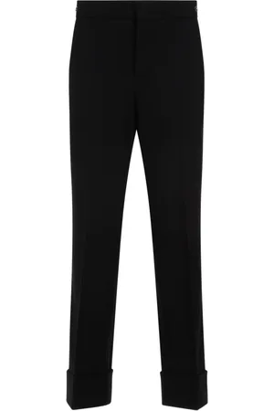 Gucci Byxor, Dam, S, Svarta Slim Byxor i Ull med Hästbetsdetalj