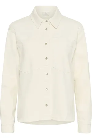 Kaffe Jacka, Dam, S, Denim, Off Denim Cropped Skjorta Blus