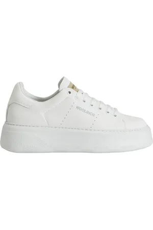 Woolrich Skor, Dam, 38 1/2 EU, Läder, Vita Läder Sneakers med Snören