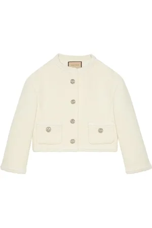 Gucci Jacka, Dam, S, Tweed, Vit Tweed Jacka med Knäppning