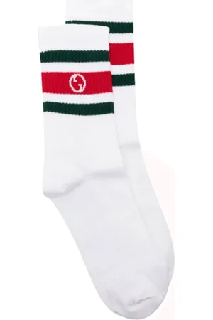 Gucci Underkläder, unisex, L, Bomull, Vita bomullsstrumpor till mitten av vaden med Interlocking G-logotyp