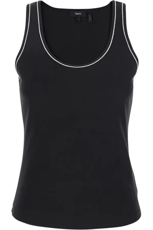 THEORY Topp, Dam, S, Bomull, Svart Scoop Neck Tank Top