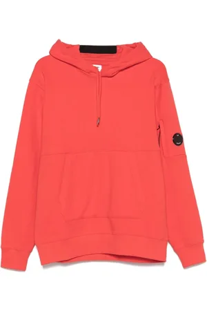 C.P. Company Sweatshirts & Hoodies, Herr, S, Röd Tröja med Huva och Ficka