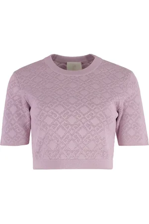 Givenchy Stickade tröjor & koftor, Dam, M, Polyester, Ribbstickad Jacquardstickad Cropped Top