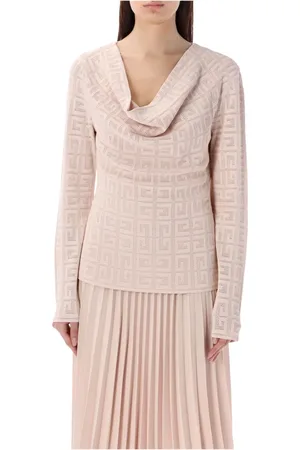 Givenchy Stickade tröjor & koftor, Dam, S, Polyester, 4G Draped Pullover i Jacquard
