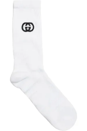 Gucci Underkläder, unisex, L, Bomull, Vita Bomull Logo Ankelsockor