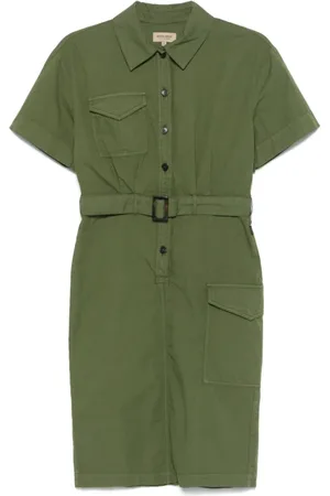 Woolrich Klänning, Dam, XS, Grön Knappklänning med Bröstficka