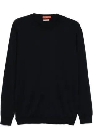 Daniele Fiesoli Stickade tröjor & koftor, Herr, M, Navy Crew Neck Sweater