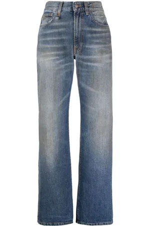 R13 Jeans, Dam, W27, Bomull, Stålblå Jeans med Raka Ben