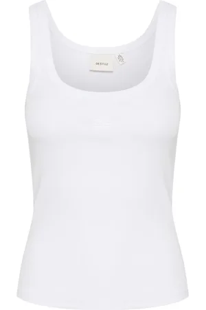 Gestuz Topp, Dam, L, Bomull, Slim-fit Logo Top Bright
