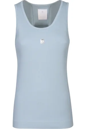 Givenchy Topp, Dam, M, Bomull, Blå Ribbstickad Tank Top