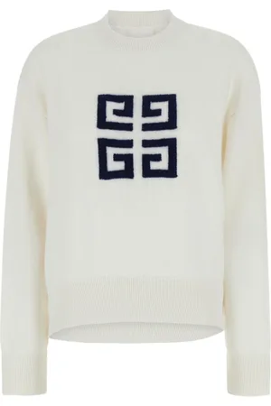 Givenchy Stickade tröjor & koftor, Dam, M, Vit Crewneck Tröja med 4G-logga