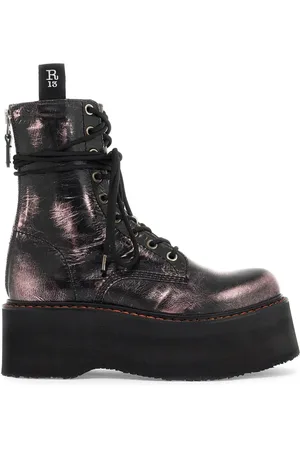 R13 Skor, Dam, 40 EU, Läder, Double Stack Laminated Leather Boots