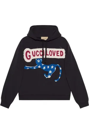 Gucci Sweatshirts & Hoodies, Dam, L, Bomull, Hoodie med logotryck och broderi