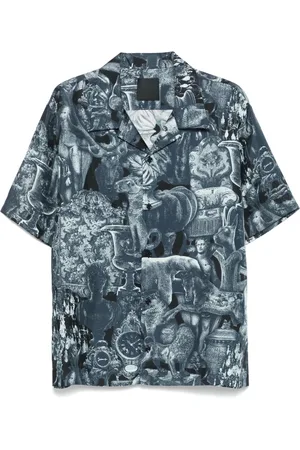 Givenchy Skjorta, Herr, L, Blå Silkeskjorta med Hawaiikrage