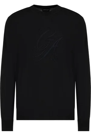 Giorgio Armani Stickade tröjor & koftor, Herr, L, Fantasy Svart Tröja
