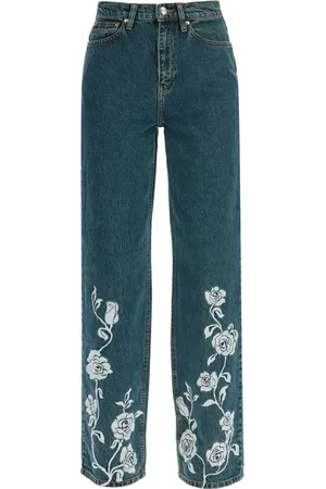 ROTATE Jeans, Dam, W27, Denim, Floralbroderade denimjeans