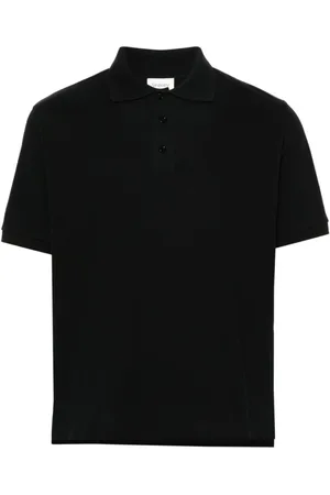 Saint Laurent Topp, Herr, M, Bomull, Svart pikétröja med logotyp