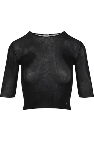 Saint Laurent Blusar & Skjortor , Dam, L, Cassandre Stickad Topp