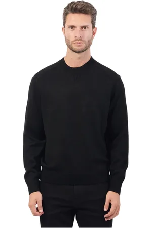 Armani Exchange Stickade tröjor & koftor, Herr, S, Grundläggande Crew Neck Tröja Svart