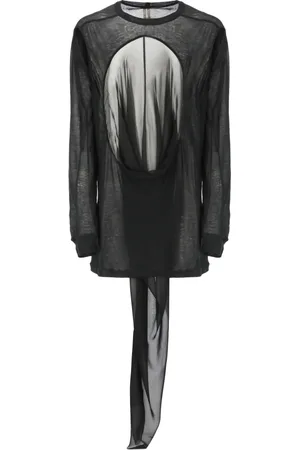 Rick Owens Topp, Herr, M, Bomull, Svart bomulls-T-shirt med utskurna detaljer