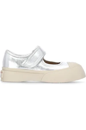 Marni Skor, Dam, 37 EU, Läder, Silver Läder Sneakers med Kardborreknäppning