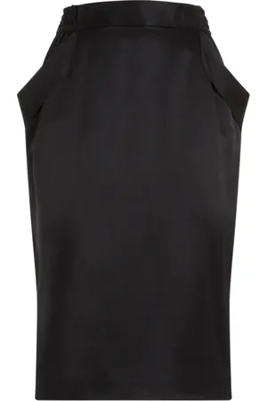 Saint Laurent Kjol, Dam, M, Svart Sidenmidi-kjol