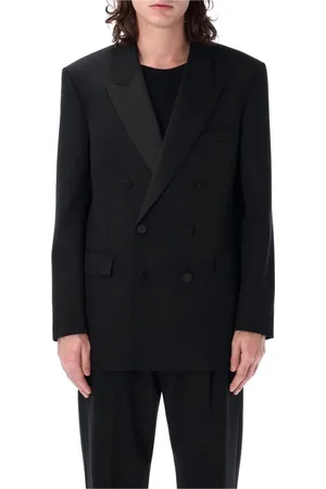 Saint Laurent Jacka, Herr, L, Svart Smokingjacka med Spetsiga Kavajer