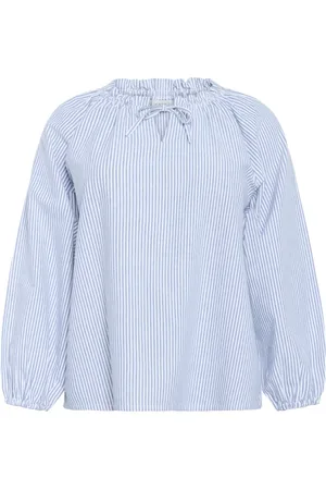 Kaffe Blusar & Skjortor , Dam, XL, Bomull, Randig blus med puffärmar